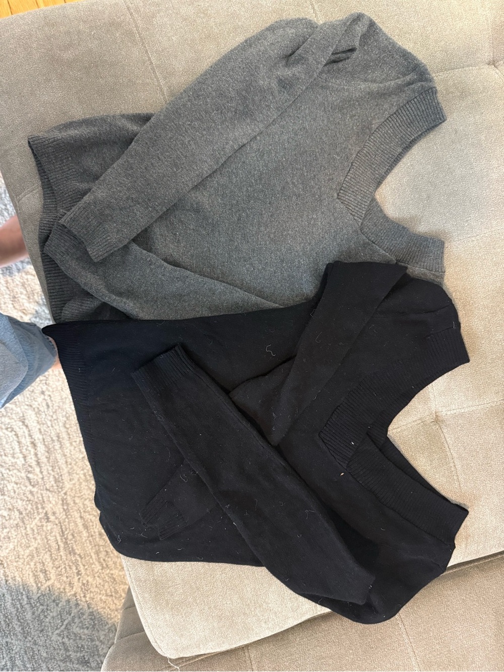 Brandy Melville Gray & Black V-Neck Sweater Duo